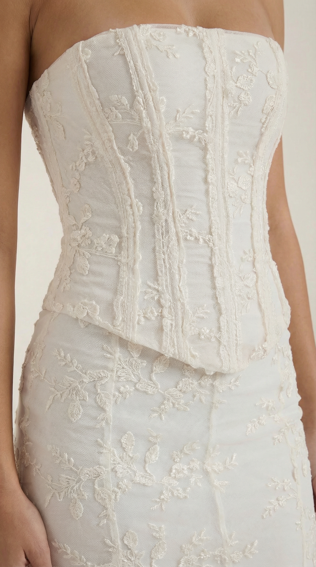 Maxi dress women's corset style lace mermaid silhouette strapless