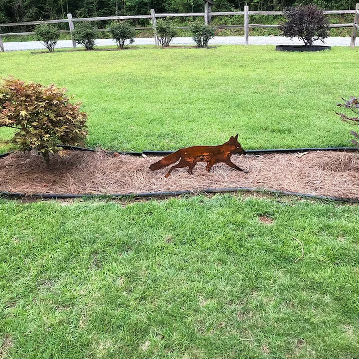 Rustic Metal Fox for Garden Decoration
