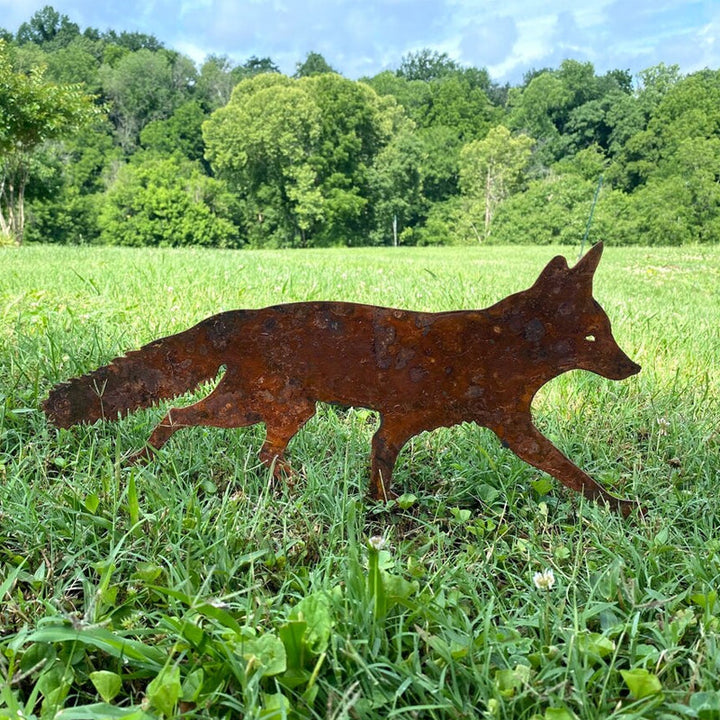 Rustic Metal Fox for Garden Decoration