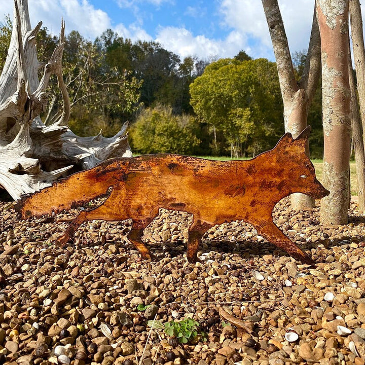 Rustic Metal Fox for Garden Decoration