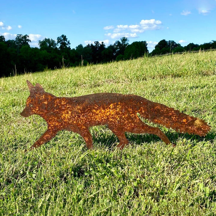 Rustic Metal Fox for Garden Decoration