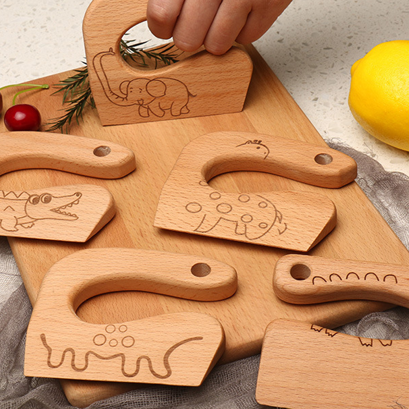 Safe Montessori Children's Knife in Natural Wood