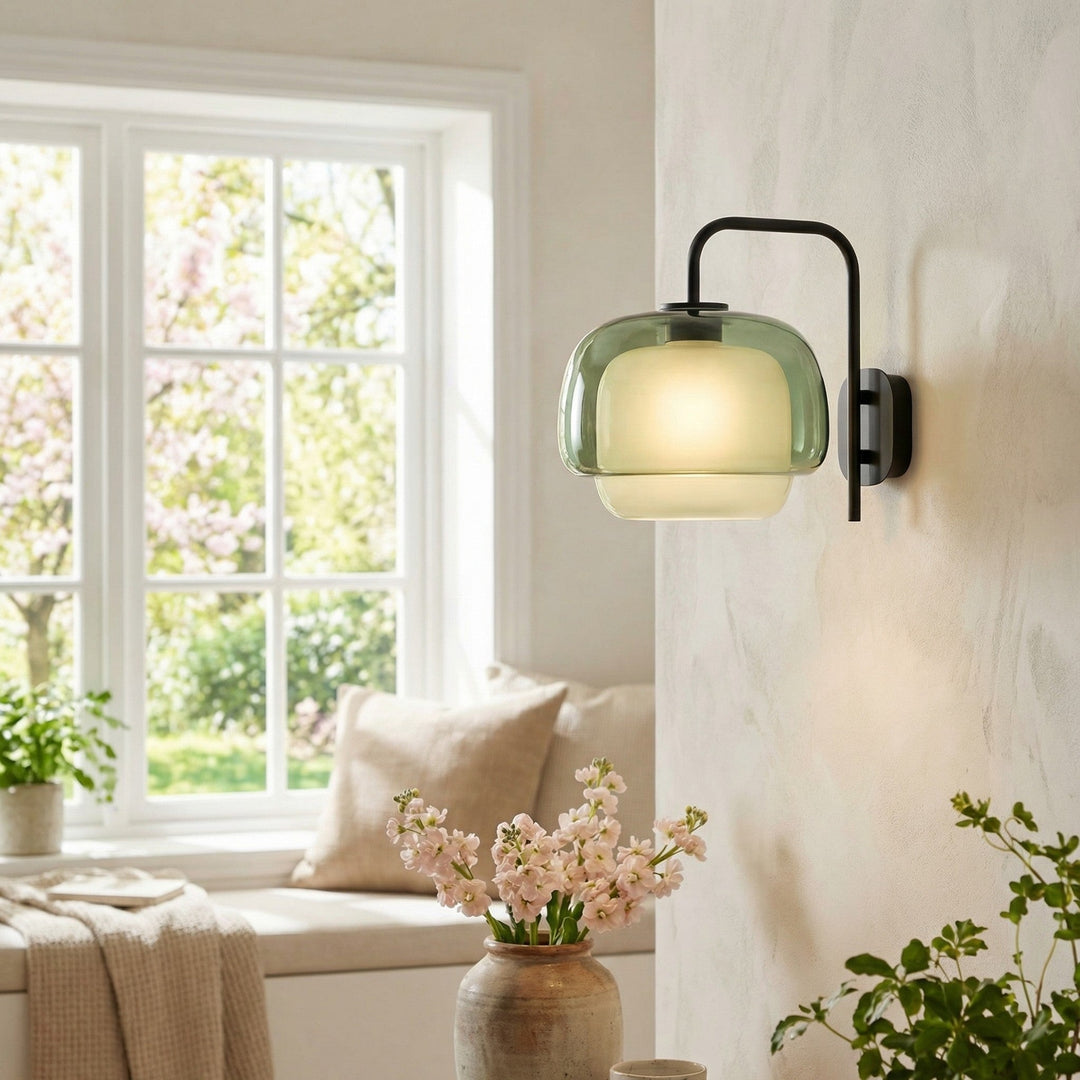 Sanae Modern Round Shade Colored Glass Wall Sconce
