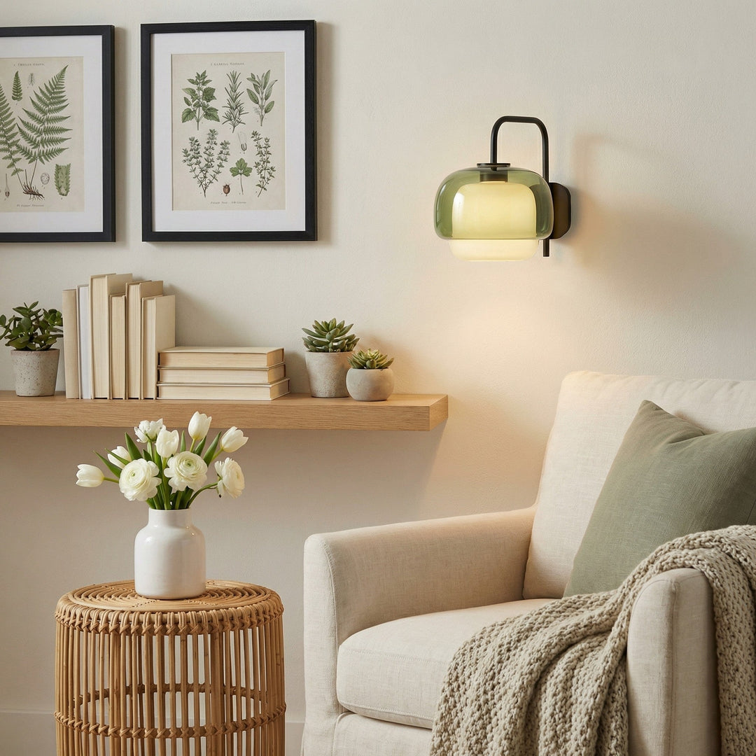 Sanae Modern Round Shade Colored Glass Wall Sconce