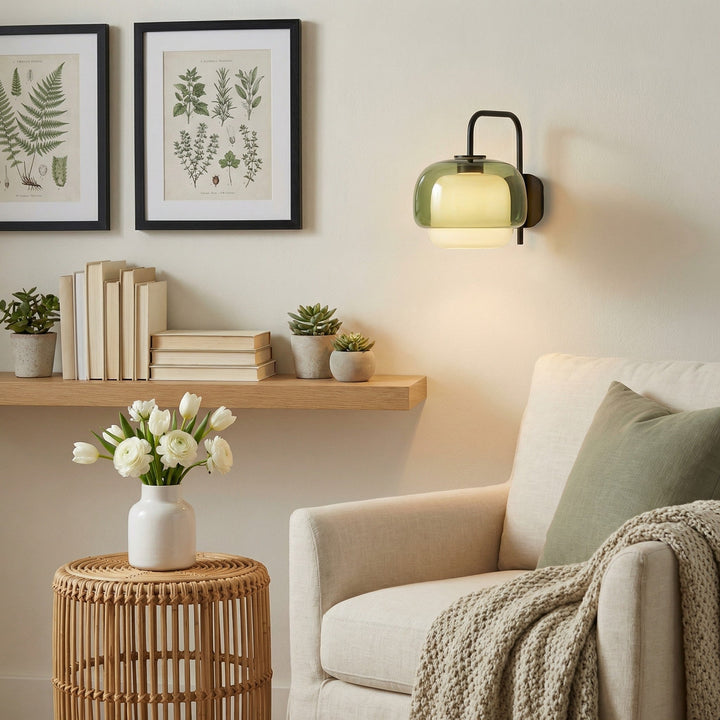 Sanae Modern Round Shade Colored Glass Wall Sconce