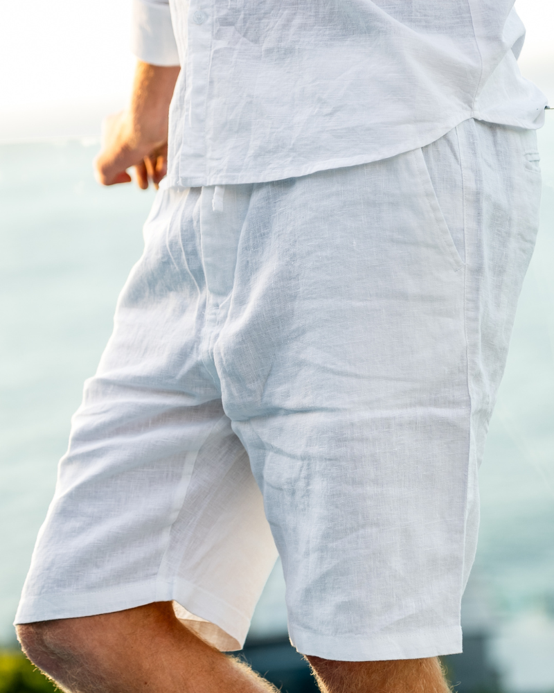 Men's Linen Shorts Straight Fit Summer Casual