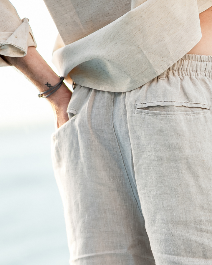 Men's Linen Shorts Straight Fit Summer Casual
