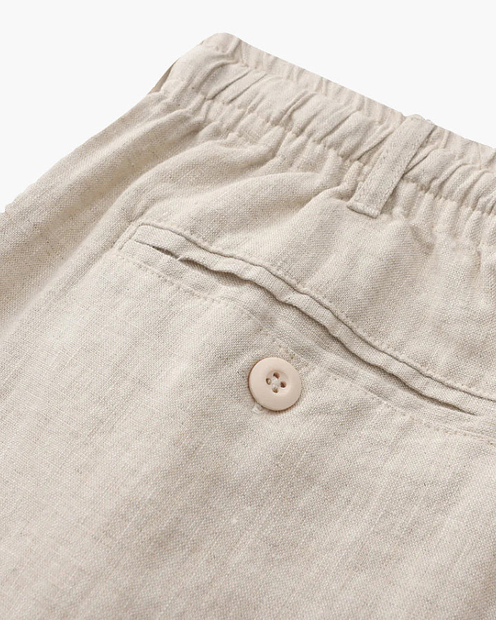 Men's Linen Shorts Straight Fit Summer Casual