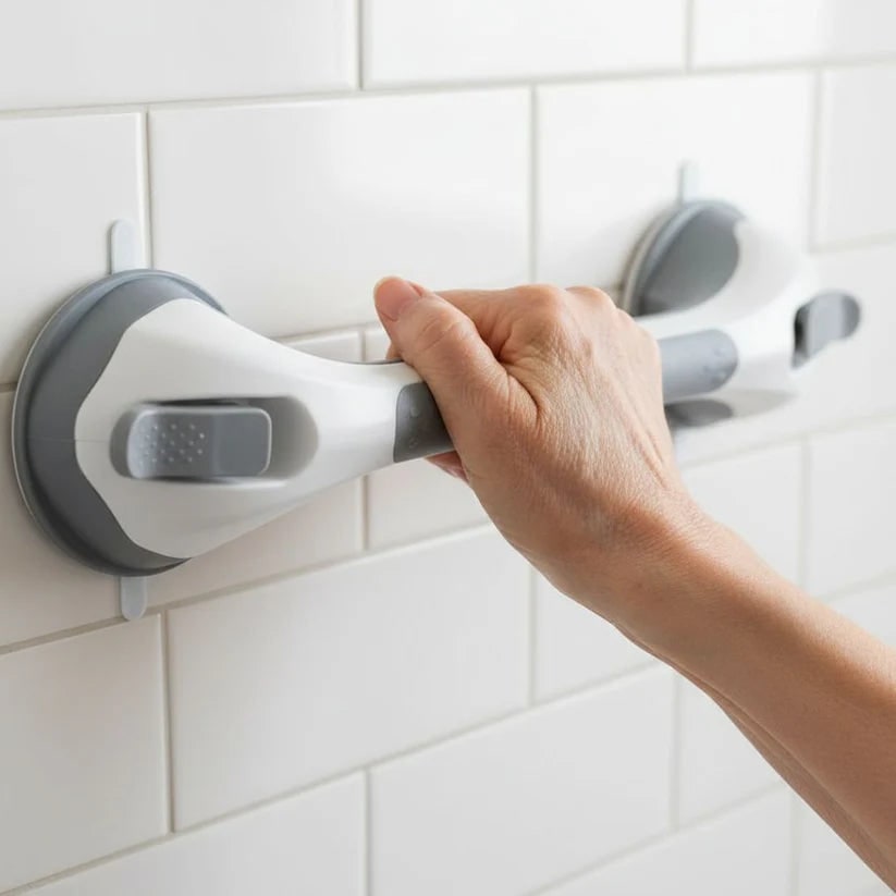 Shower Grab Bar Bathroom Safety Suction Cup Handle Easy Install