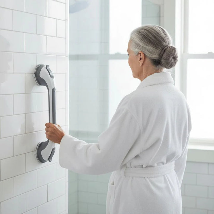 Shower Grab Bar Bathroom Safety Suction Cup Handle Easy Install