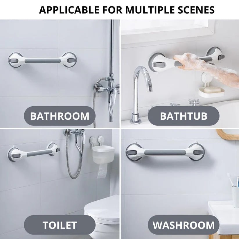 Shower Grab Bar Bathroom Safety Suction Cup Handle Easy Install