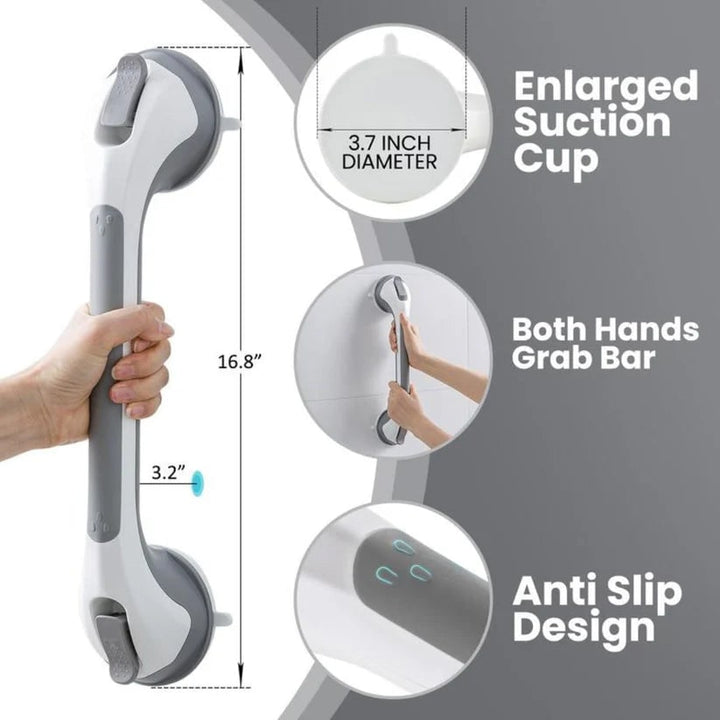 Shower Grab Bar Bathroom Safety Suction Cup Handle Easy Install
