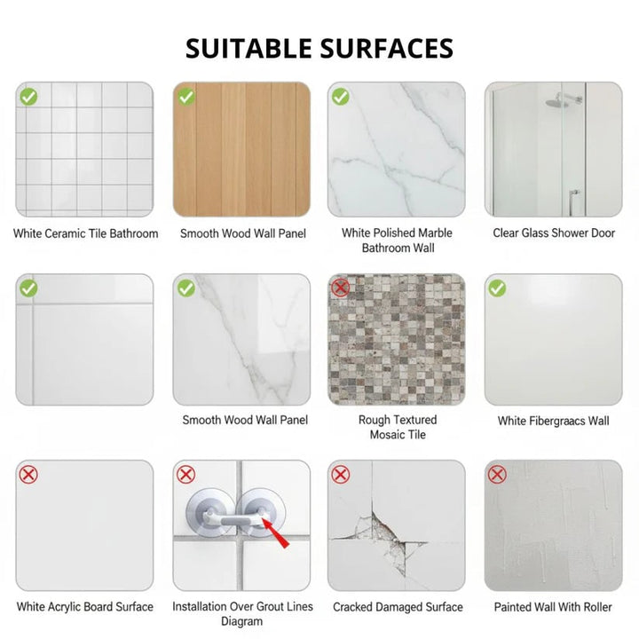 Shower Grab Bar Bathroom Safety Suction Cup Handle Easy Install