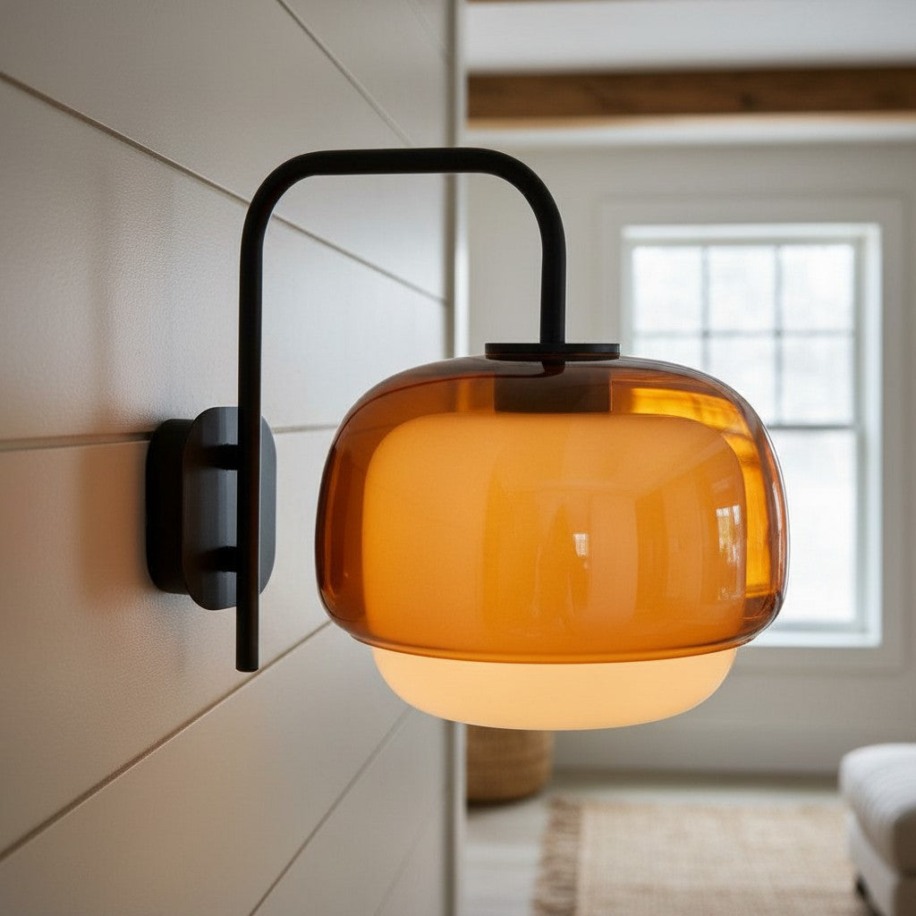 Sanae Modern Round Shade Colored Glass Wall Sconce