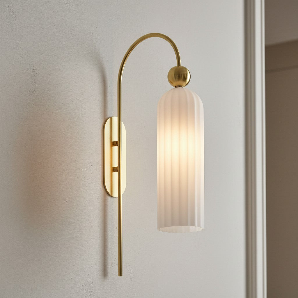 Azura Antique Cylinder Vertical Ribbed Glass Wall Sconce