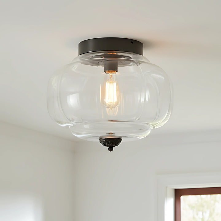 Lumi Vintage Milk Glass Semi Flush Mount Eloise Ceiling Light
