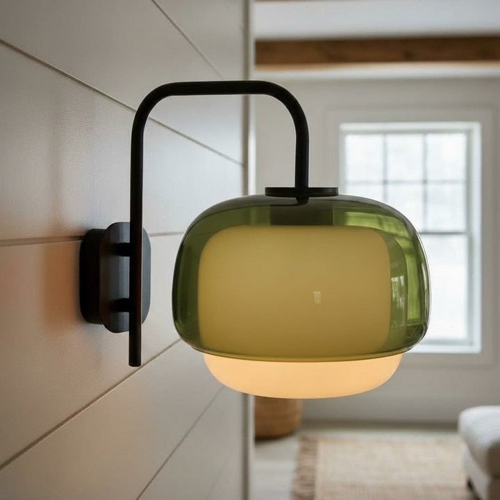 Sanae Modern Round Shade Colored Glass Wall Sconce