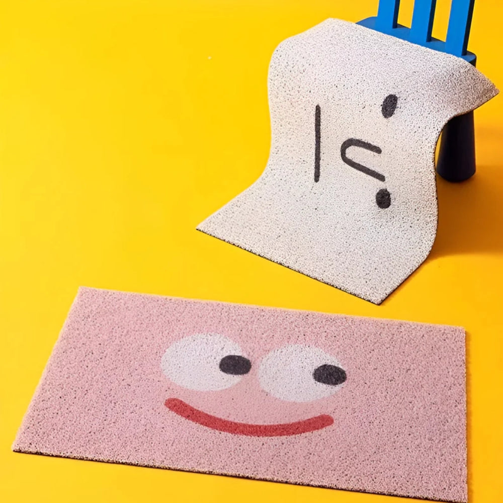 Cheerful Smiley Face Welcome Mat - Non-Slip Entrance Rug for Indoor & Outdoor