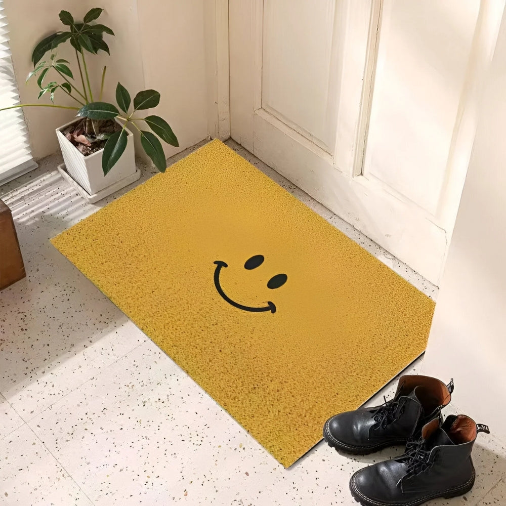 Cheerful Smiley Face Welcome Mat - Non-Slip Entrance Rug for Indoor & Outdoor
