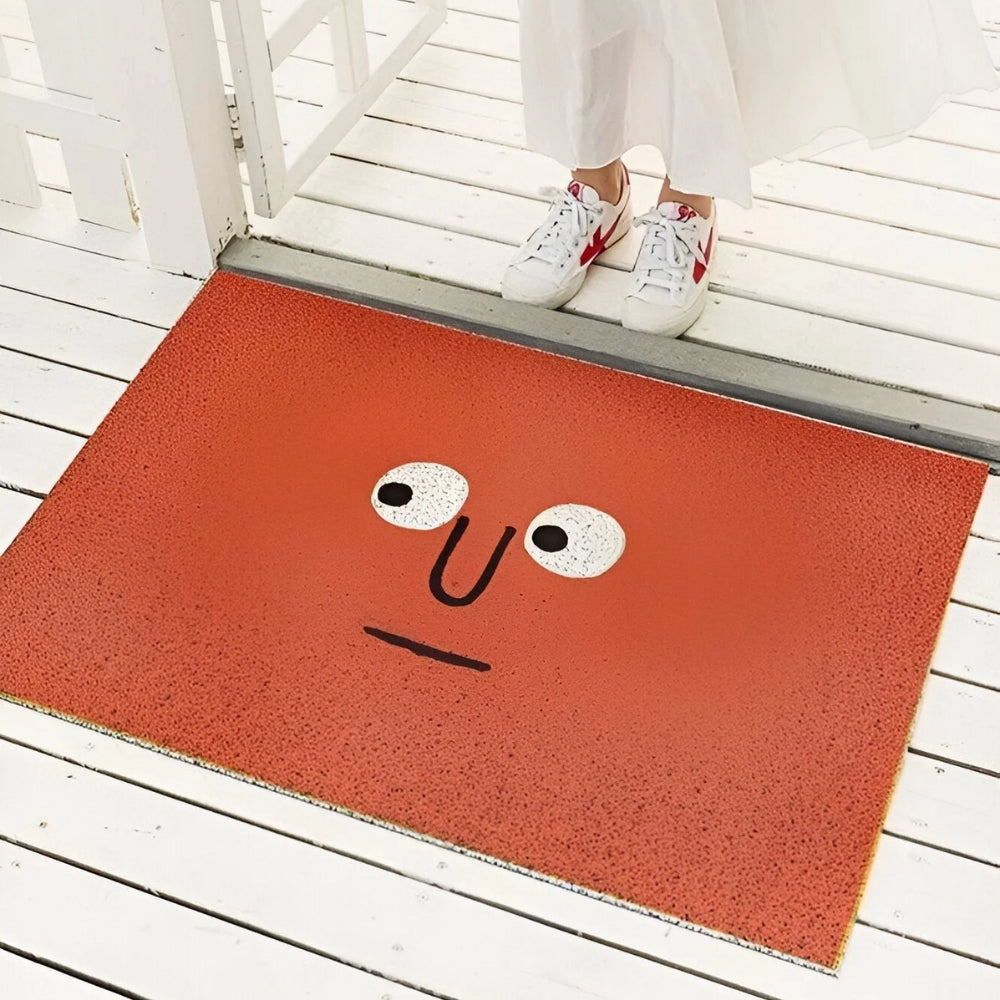 Cheerful Smiley Face Welcome Mat - Non-Slip Entrance Rug for Indoor & Outdoor