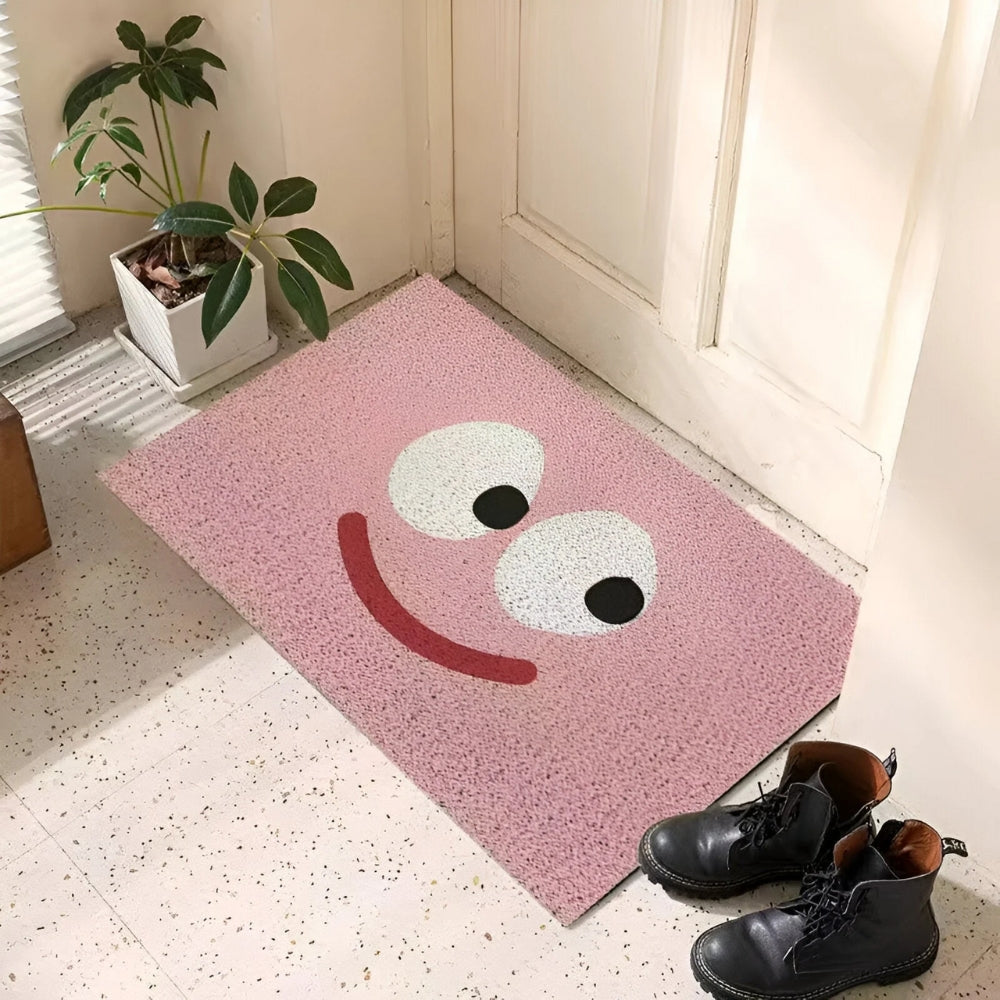 Cheerful Smiley Face Welcome Mat - Non-Slip Entrance Rug for Indoor & Outdoor