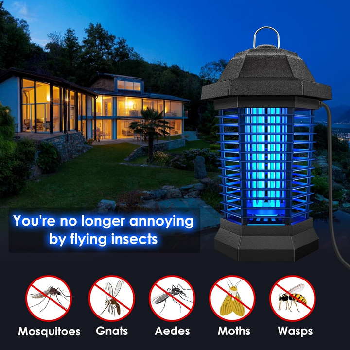 UV Grid Flying Insect Eliminator with Steel Grid and Removable Insect Trap