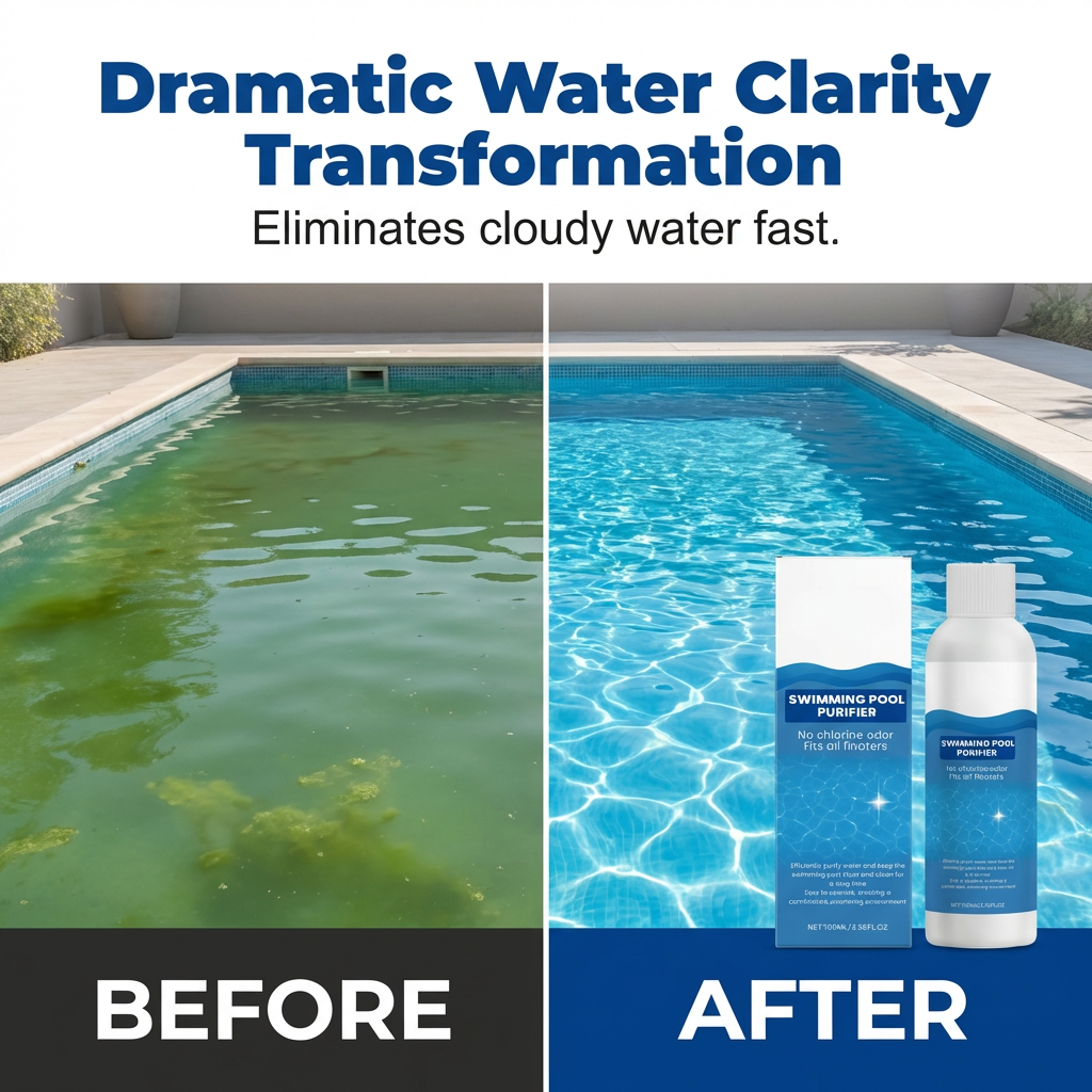 Pool Maintenance Liquid 100 ml Chlorine-Free for Crystal Clear Water and Algae Control | Suitable for Inflatable Pool Jacuzzi Hot Tub Bubble Bath | Sansoti
