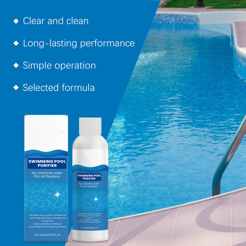 Pool Maintenance Liquid 100 ml Chlorine-Free for Crystal Clear Water and Algae Control | Suitable for Inflatable Pool Jacuzzi Hot Tub Bubble Bath | Sansoti