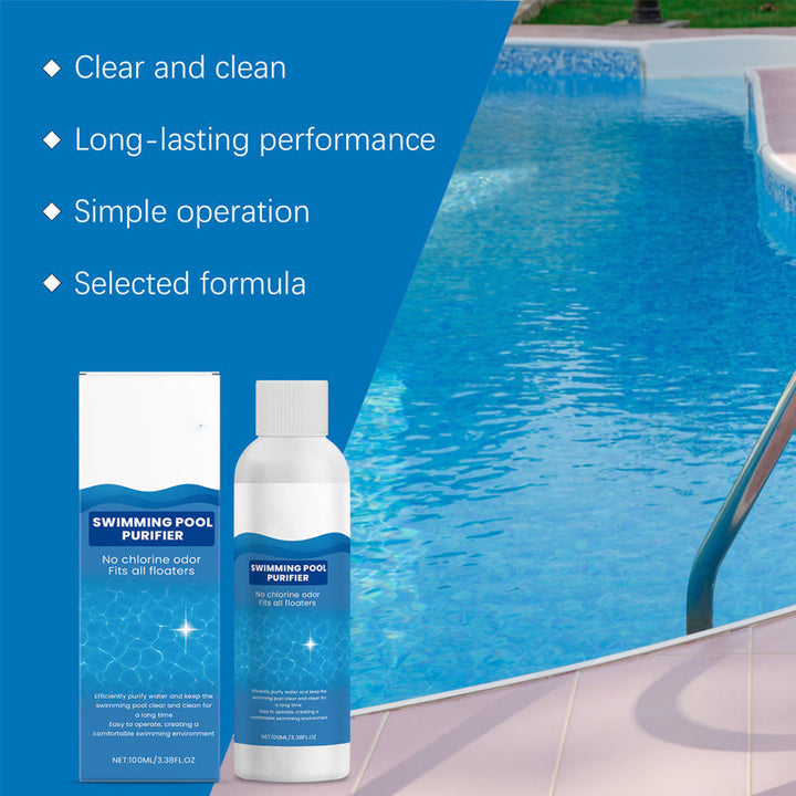 Pool Maintenance Liquid 100 ml Chlorine-Free for Crystal Clear Water and Algae Control | Suitable for Inflatable Pool Jacuzzi Hot Tub Bubble Bath | Sansoti