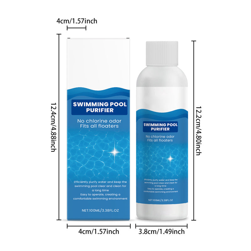Pool Maintenance Liquid 100 ml Chlorine-Free for Crystal Clear Water and Algae Control | Suitable for Inflatable Pool Jacuzzi Hot Tub Bubble Bath | Sansoti