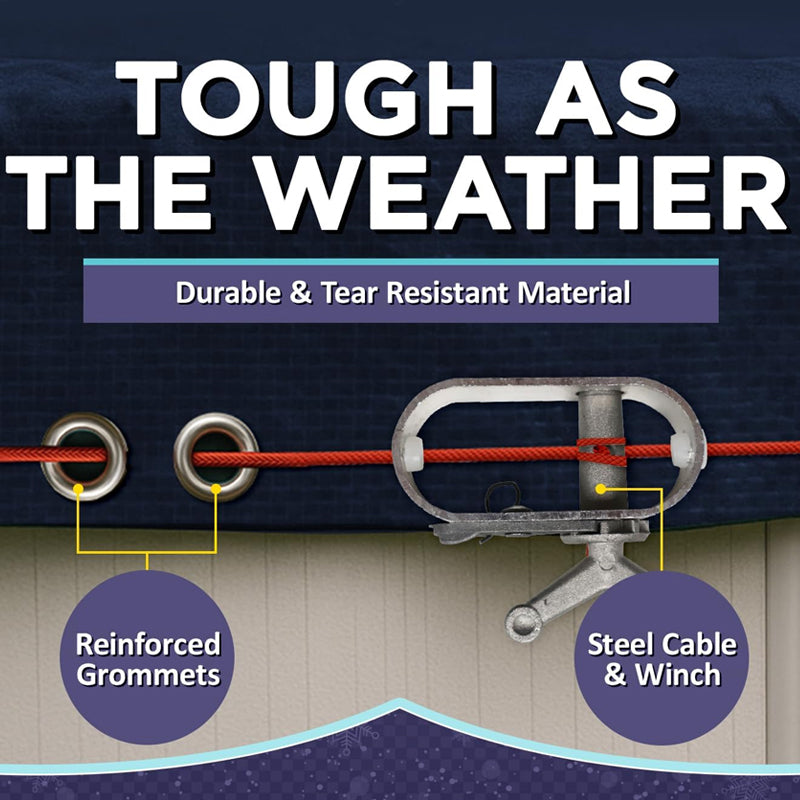 Heavy-Duty Round Pool Cover with Ratchet System – 210D Oxford Waterproof & UV-Resistant