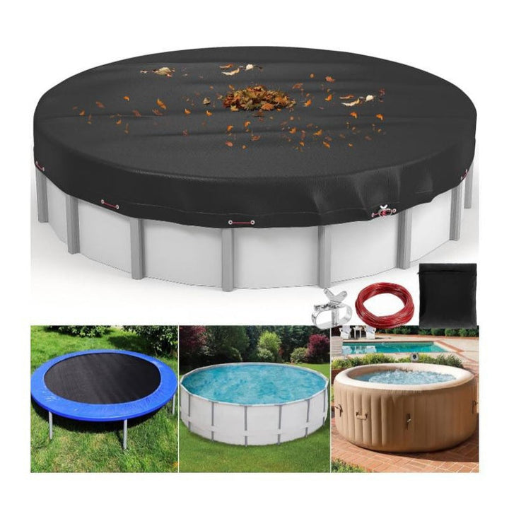 Heavy-Duty Round Pool Cover with Ratchet System – 210D Oxford Waterproof & UV-Resistant