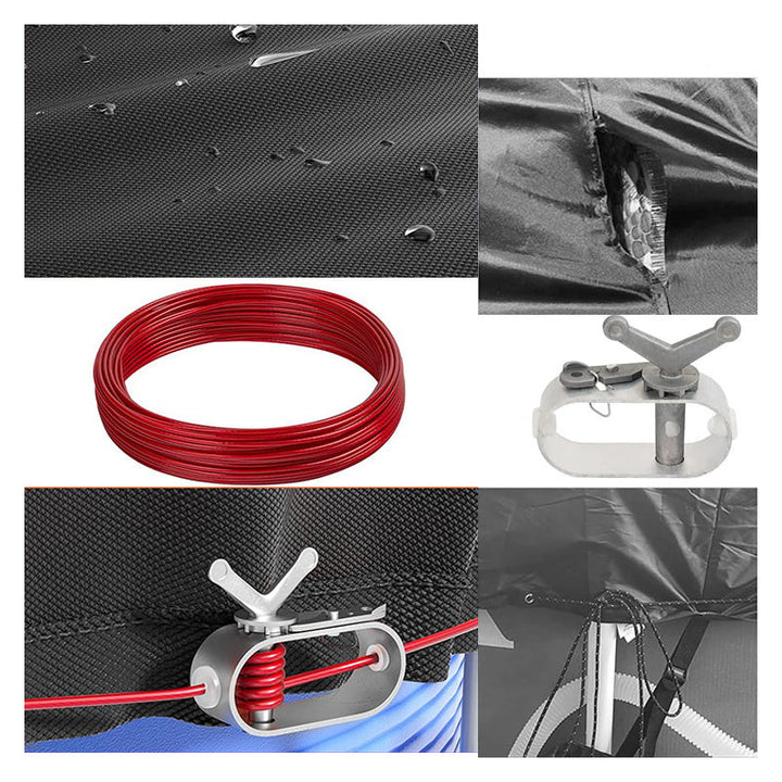 Heavy-Duty Round Pool Cover with Ratchet System – 210D Oxford Waterproof & UV-Resistant