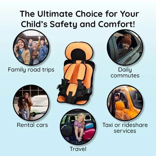 Compact Travel Booster Seat with Safety Harness - Portable & Foldable