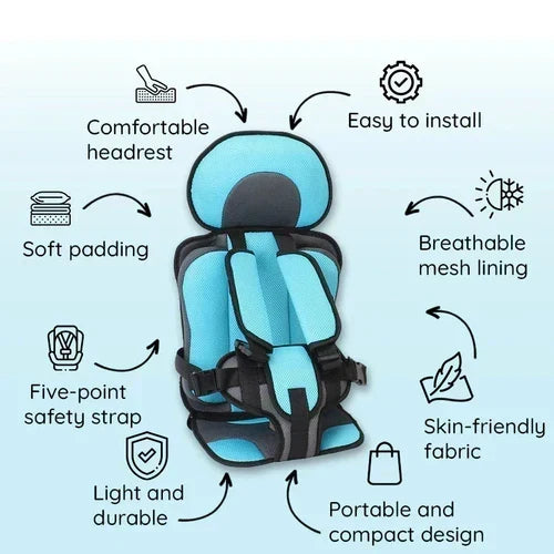 Compact Travel Booster Seat with Safety Harness - Portable & Foldable