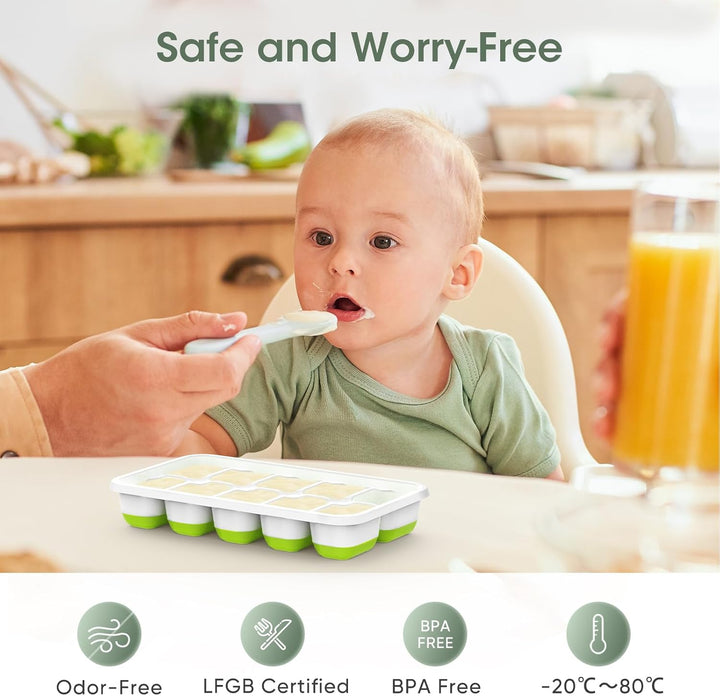 Premium Stackable Silicone Ice Cube Tray Set with Freezer Storage Box - 4 Pack