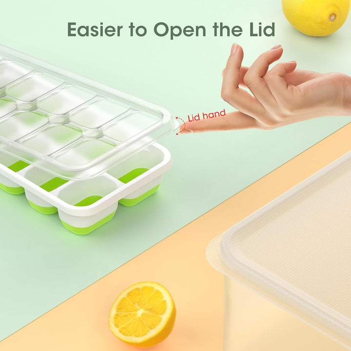 Premium Stackable Silicone Ice Cube Tray Set with Freezer Storage Box - 4 Pack