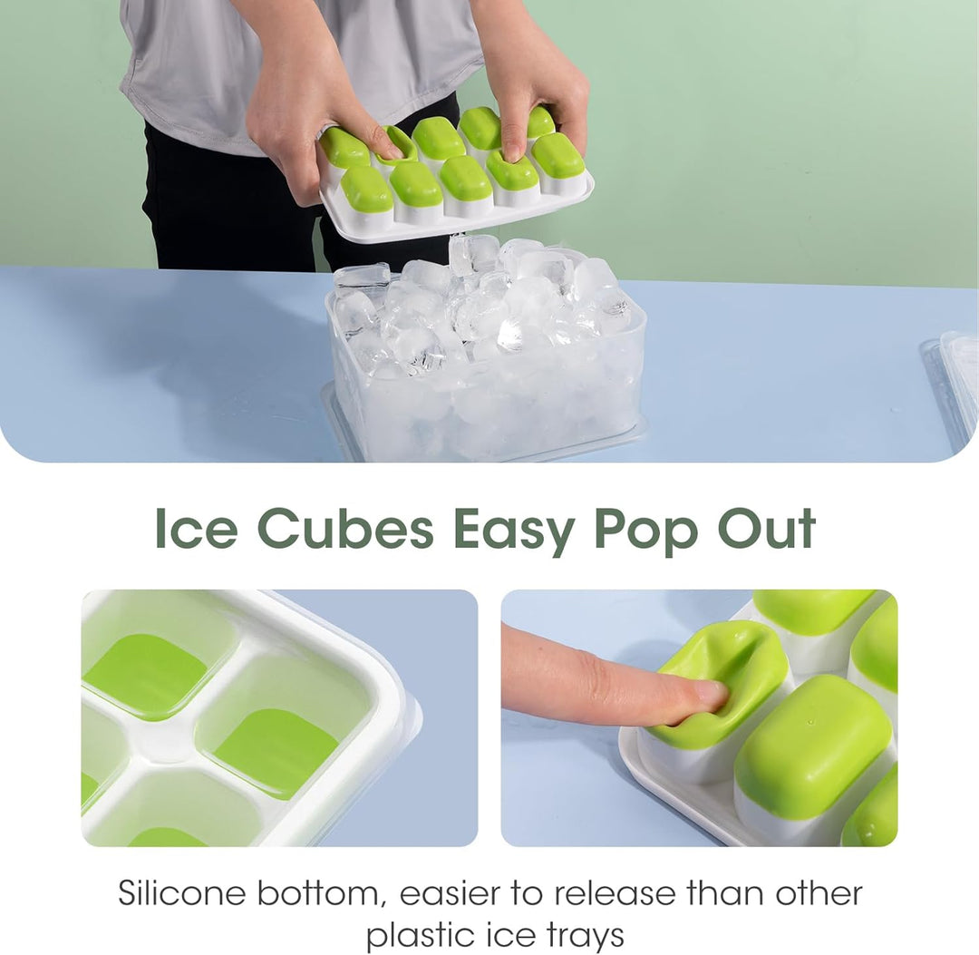 Premium Stackable Silicone Ice Cube Tray Set with Freezer Storage Box - 4 Pack