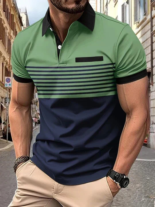 Classic Striped Summer Polo Shirt for Men