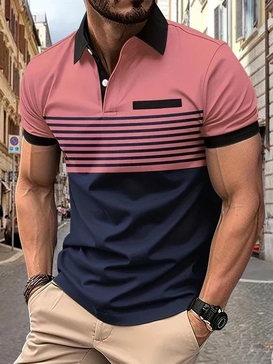 Classic Striped Summer Polo Shirt for Men