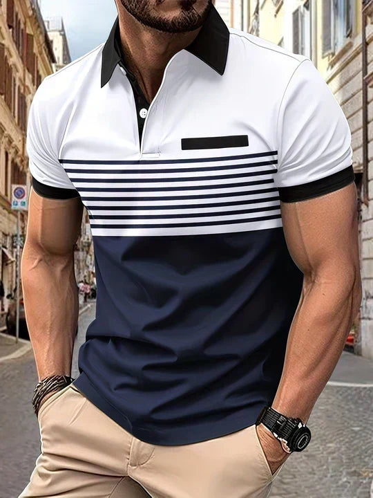 Classic Striped Summer Polo Shirt for Men