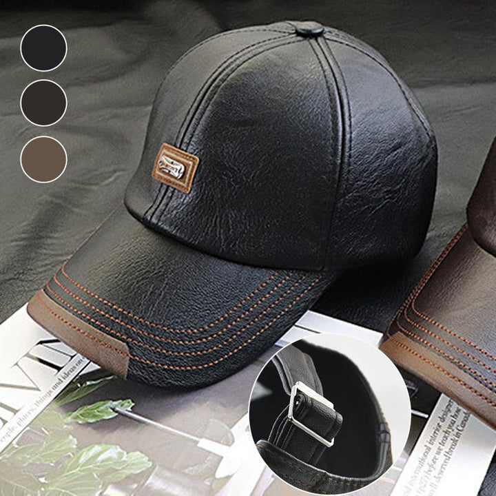 Unisex PU Leather Cap – Adjustable and Insulated