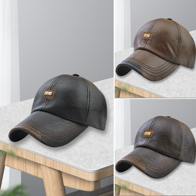 Unisex PU Leather Cap – Adjustable and Insulated