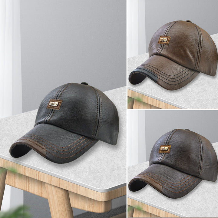 Unisex PU Leather Cap – Adjustable and Insulated