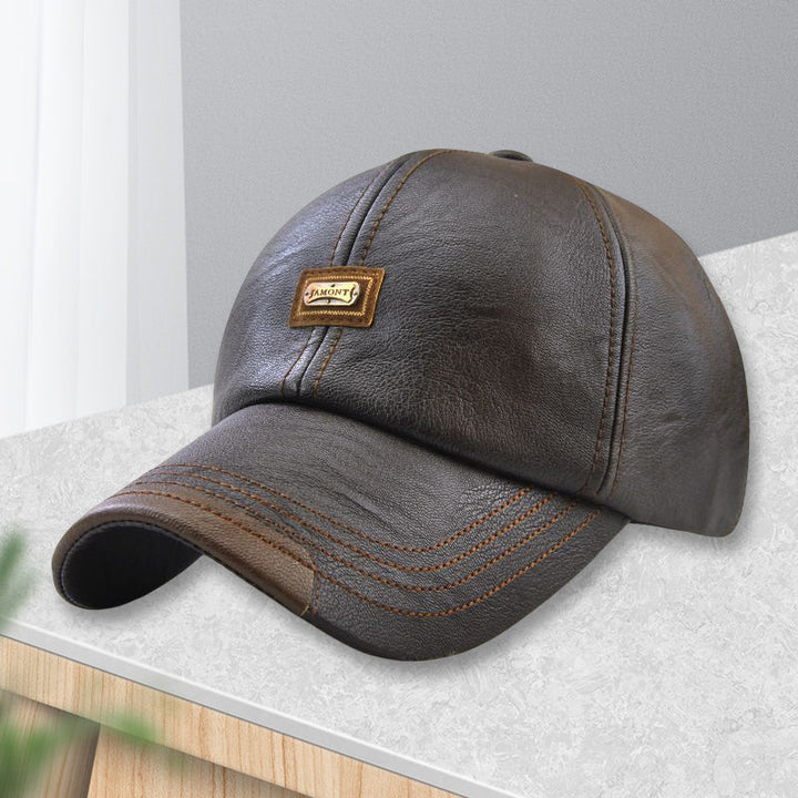 Unisex PU Leather Cap – Adjustable and Insulated