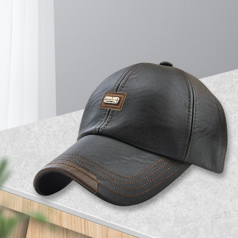 Unisex PU Leather Cap – Adjustable and Insulated