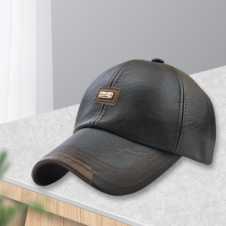Unisex PU Leather Cap – Adjustable and Insulated