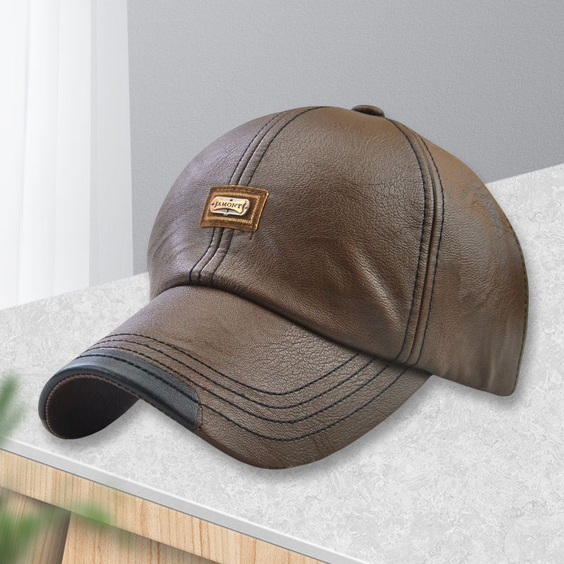 Unisex PU Leather Cap – Adjustable and Insulated