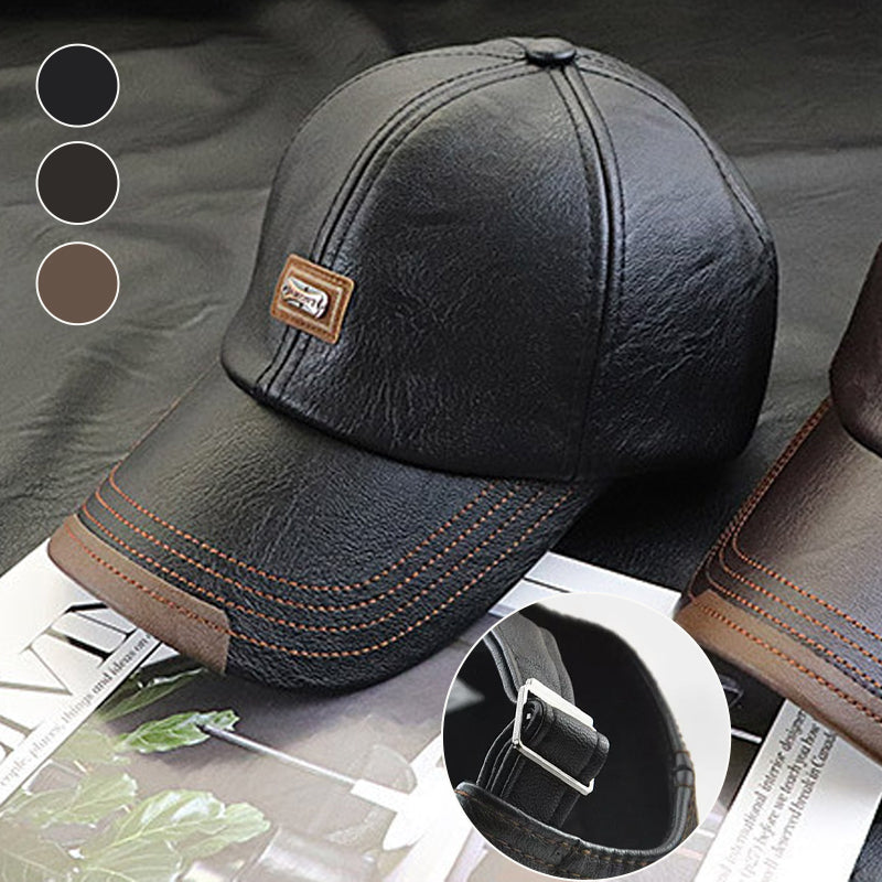 Unisex PU Leather Cap – Adjustable and Insulated