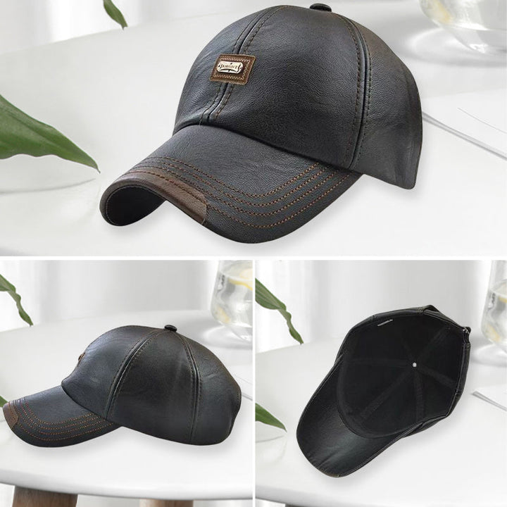 Unisex PU Leather Cap – Adjustable and Insulated